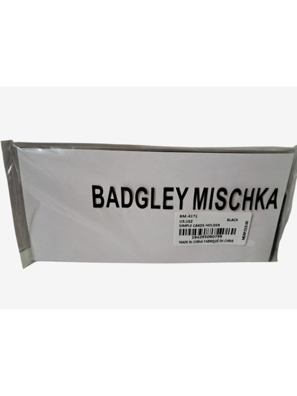 Badgley Mischka Black Leather Slim Card Holder Wallet Gold Logo Snap Closure - Picture 2 of 4